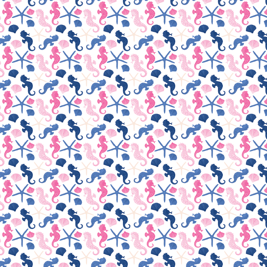 Pink & Blue Seahorses Pattern Acrylic Sheets - CMB Pattern Acrylic
